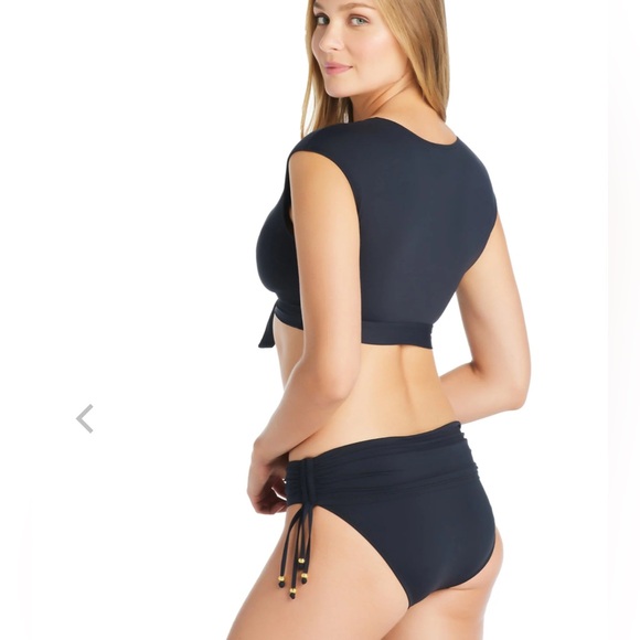 NWT- BLUE ROD BEATTIE- KORE CAP SLEEVE TIE FRONT BIKINI TOP - Picture 3 of 4